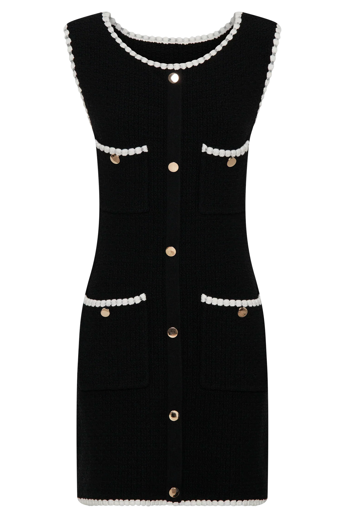 Mia Contrast Knit Mini Dress - Black/White