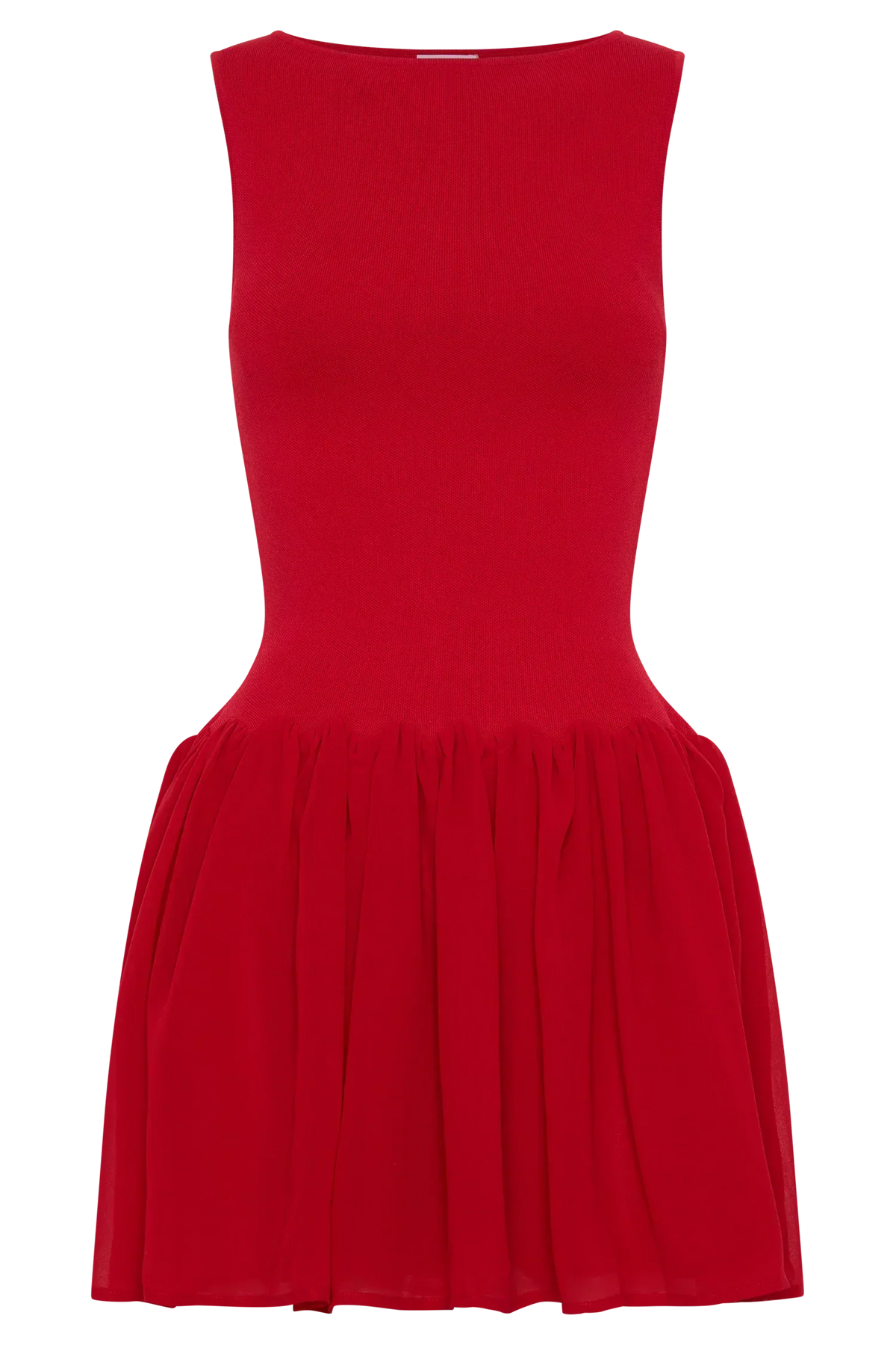 Ashleigh Knit And Chiffon Mini Dress - Red