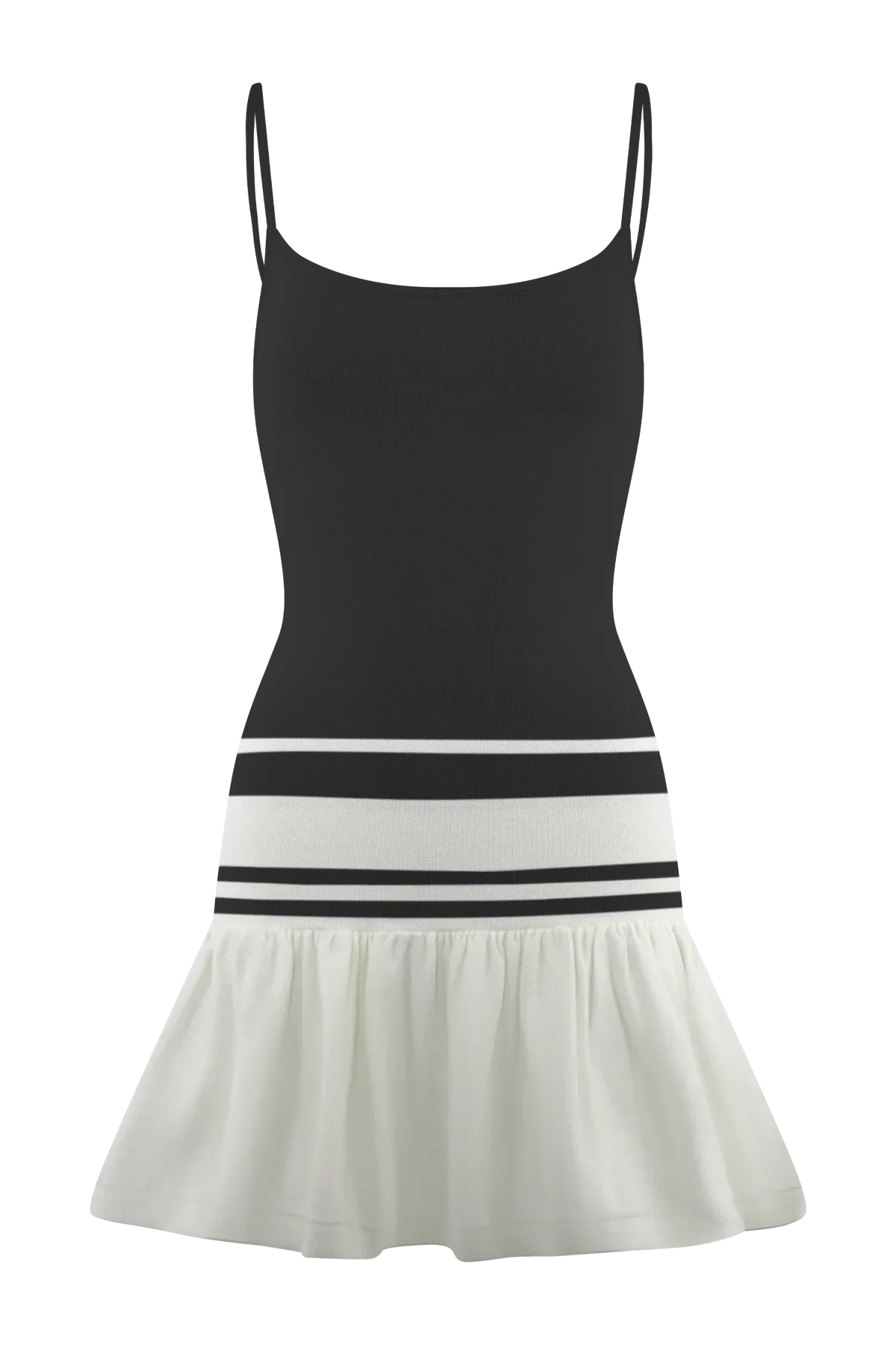 Ellison Contrast Knit Mini Dress - Black/White