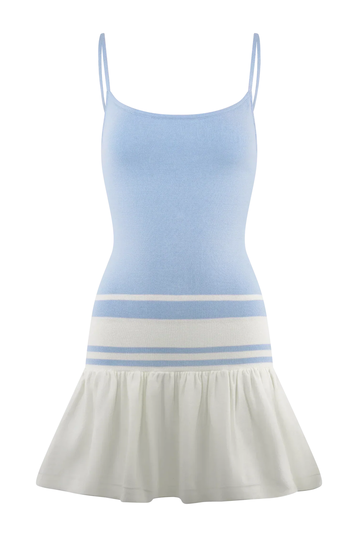 Ellison Contrast Knit Mini Dress - Blue/White