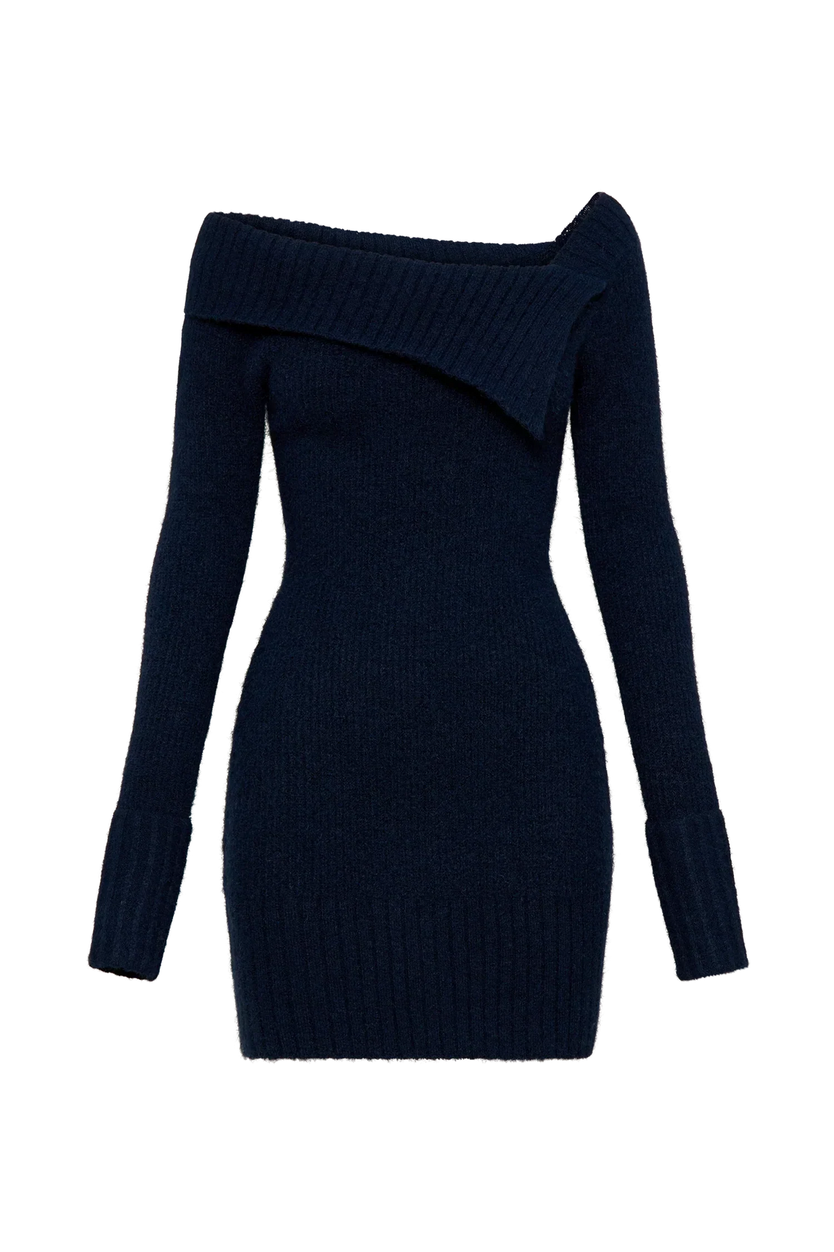 Stephanie Asymmetric Knit Mini Dress - Dark Navy