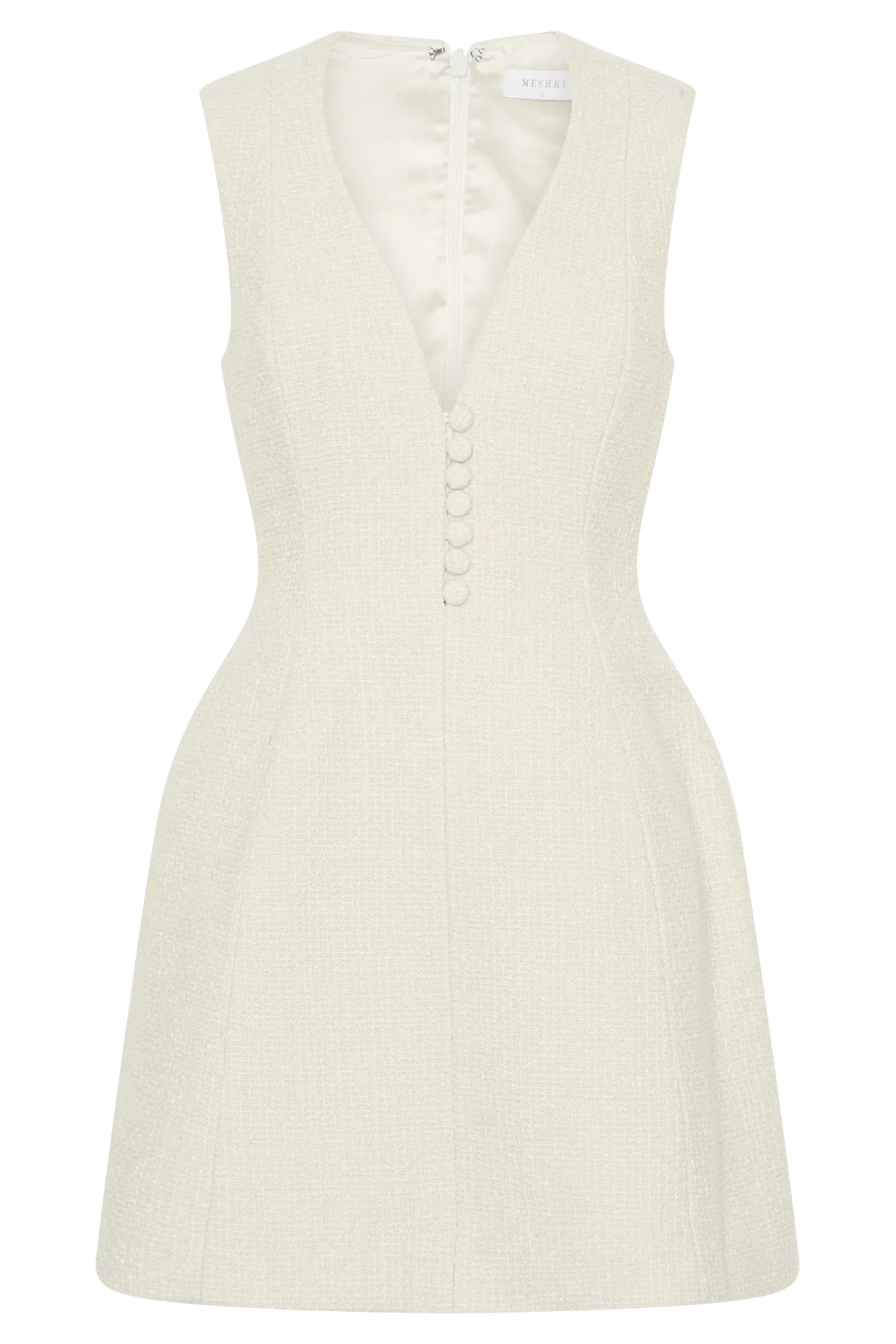 Danna Boucle Mini Dress With Pleats - White
