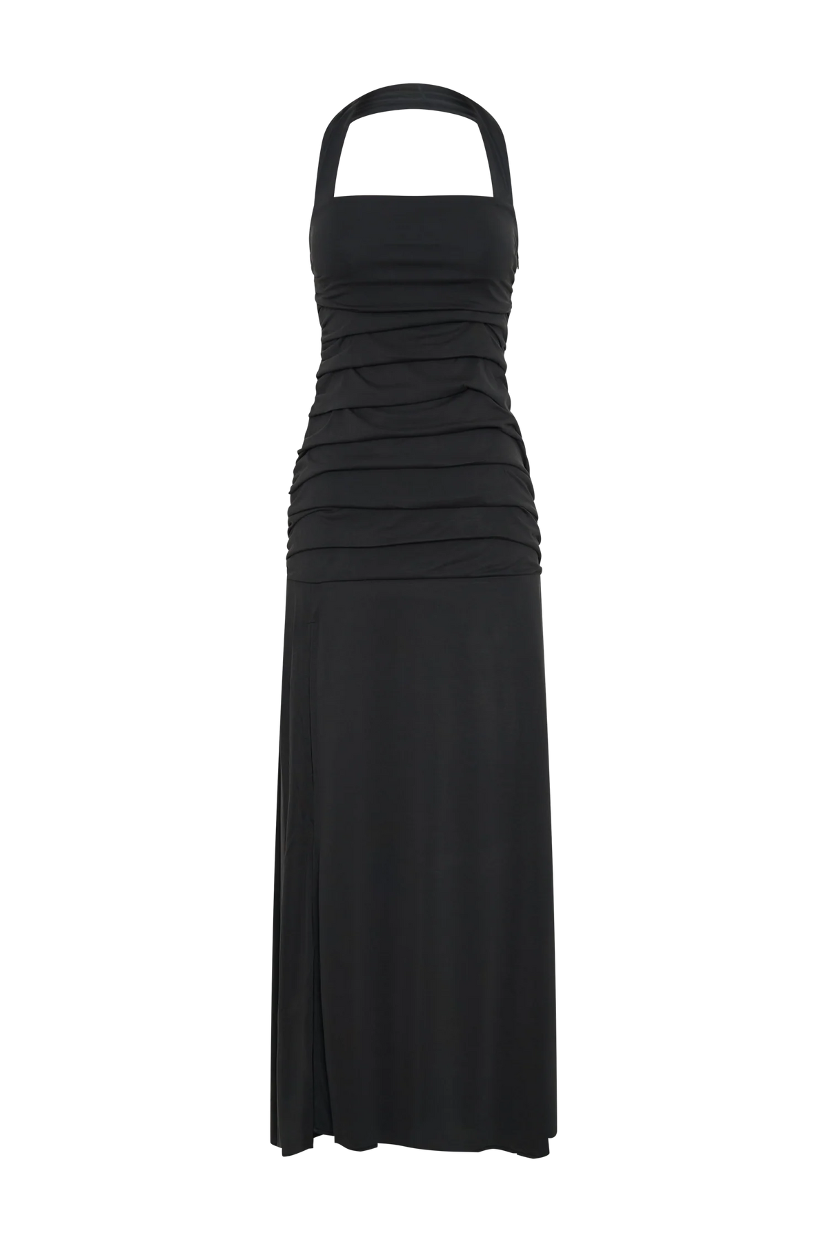 Bentley Peached Jersey Halter Maxi Dress - Black