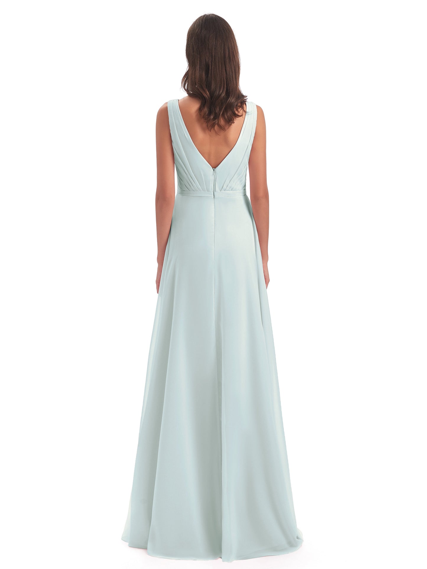 Kristina Sheath Floor Length V-Neck Chiffon Bridesmaid Dresses