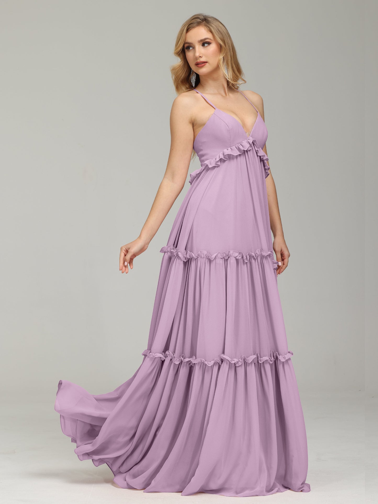 V-neck Empire Waist Chiffon Bridesmaid Dress