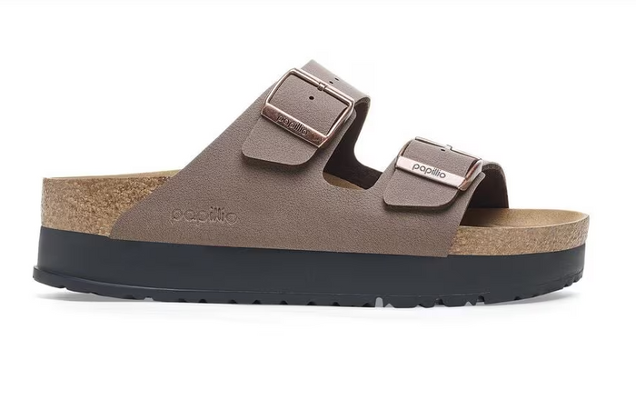 Birkenstock Womens Arizona 2 Strap Flex Platform Sandal Mocha