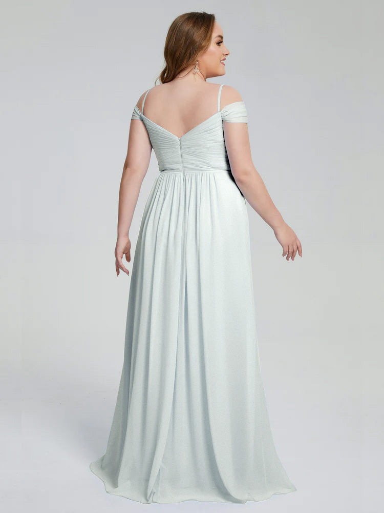 Catherine Elegant Straps Split Plus Size Bridesmaid Dresses