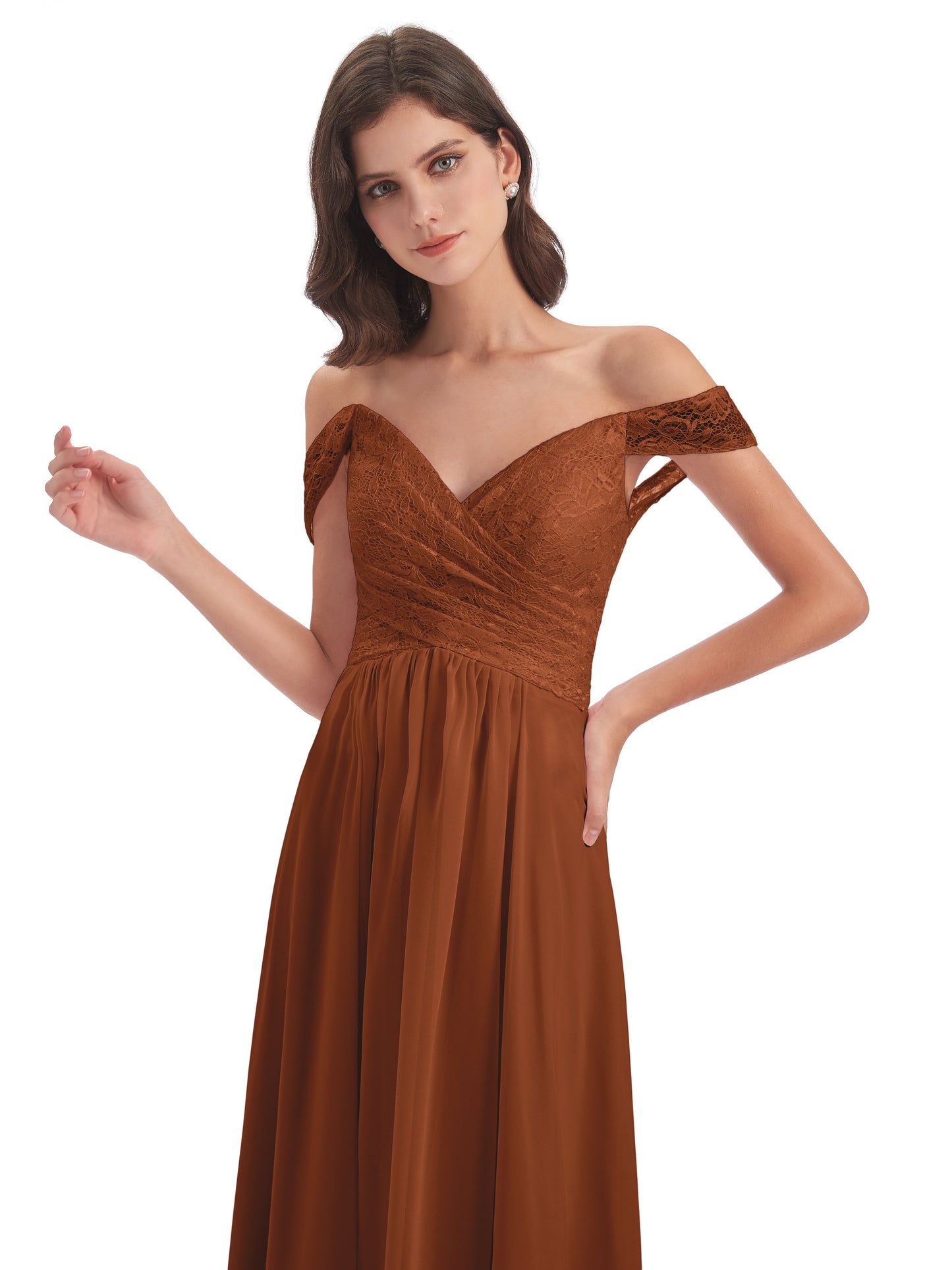Marjorie Off The Shoulder Open Back Chiffon Long Bridesmaid Dresses