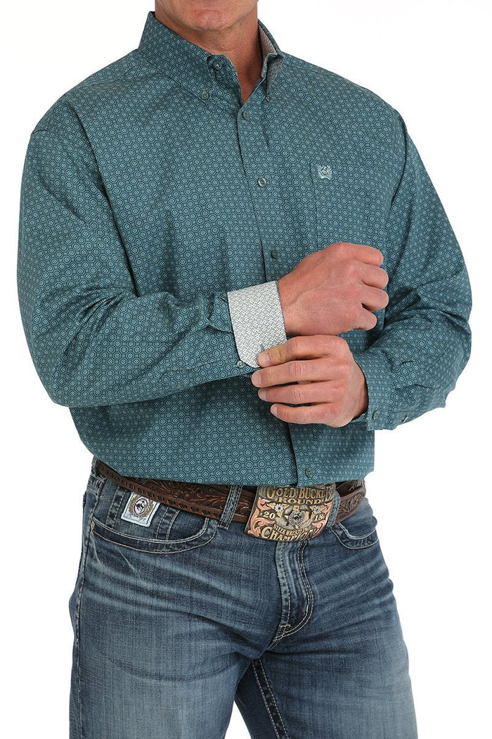 Cinch Men's Medallion Print Button Down Western Shirt - Green