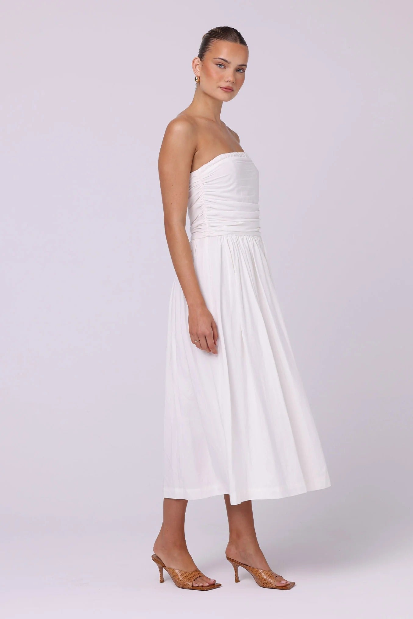 Adessa Linen Midi Dress - White