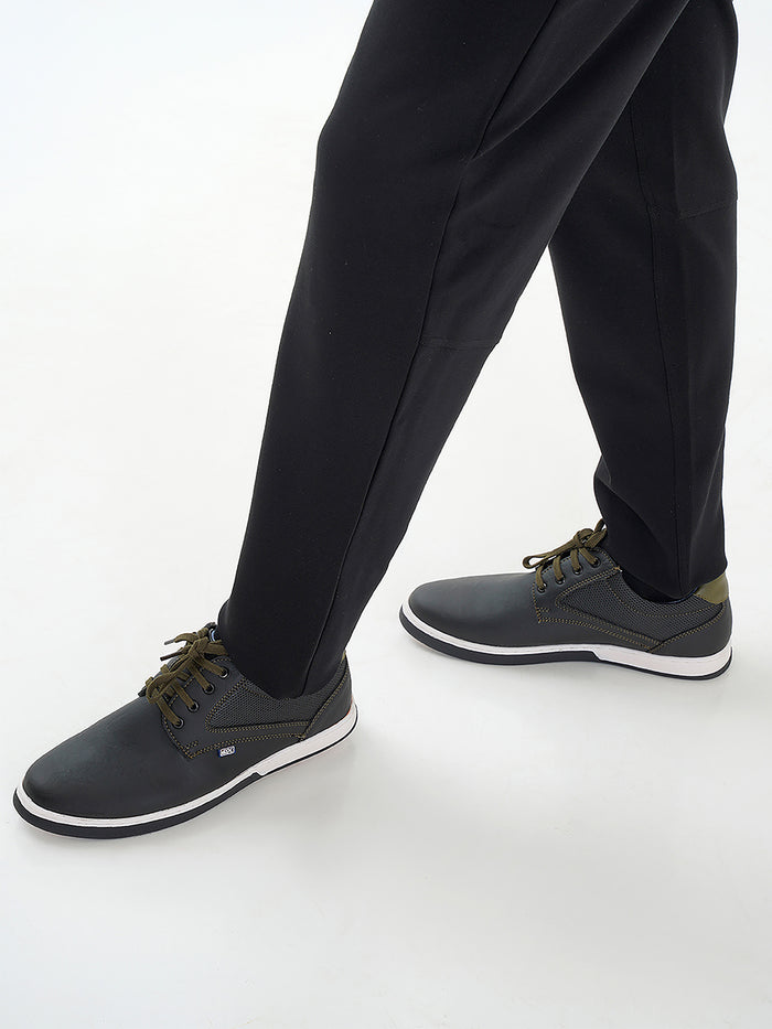 Men's Black Round Toe Lace Up Casual (IX1017)-Casuals - iD Shoes