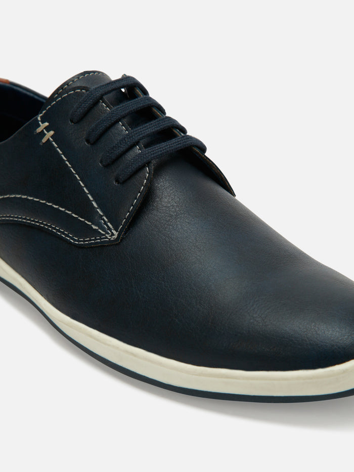 Men's Navy Blue Regular Toe Lace Up Casual (IX1012)-Casuals - iD Shoes