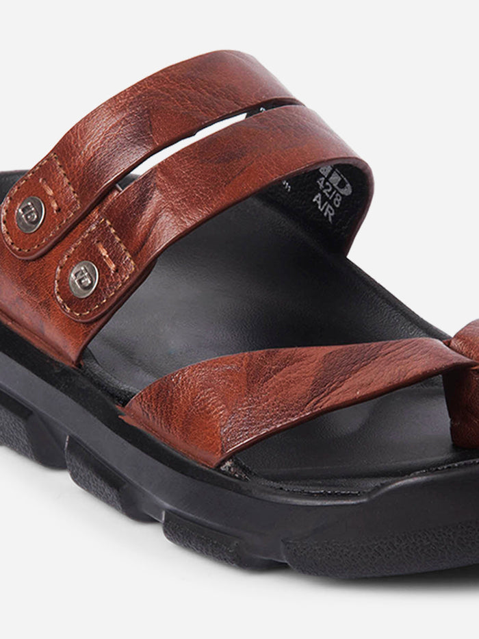 Men's Tan Strap Sandals (ID4273)-Sandals/Slippers - iD Shoes