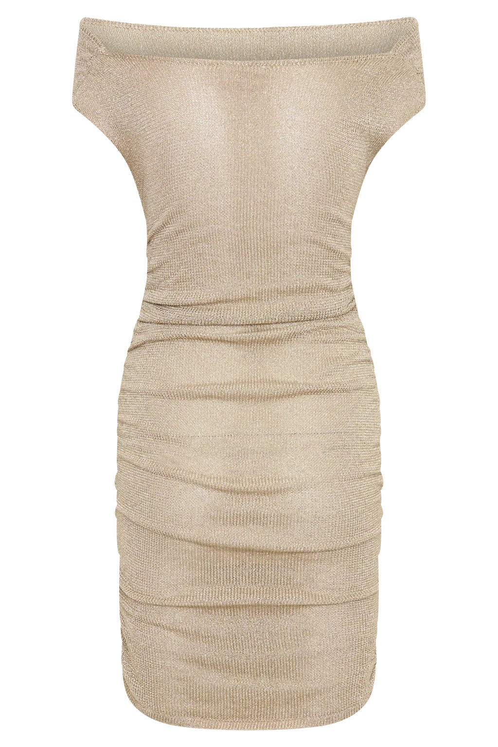 Pasha Off Shoulder Knit Mini Dress - Gold
