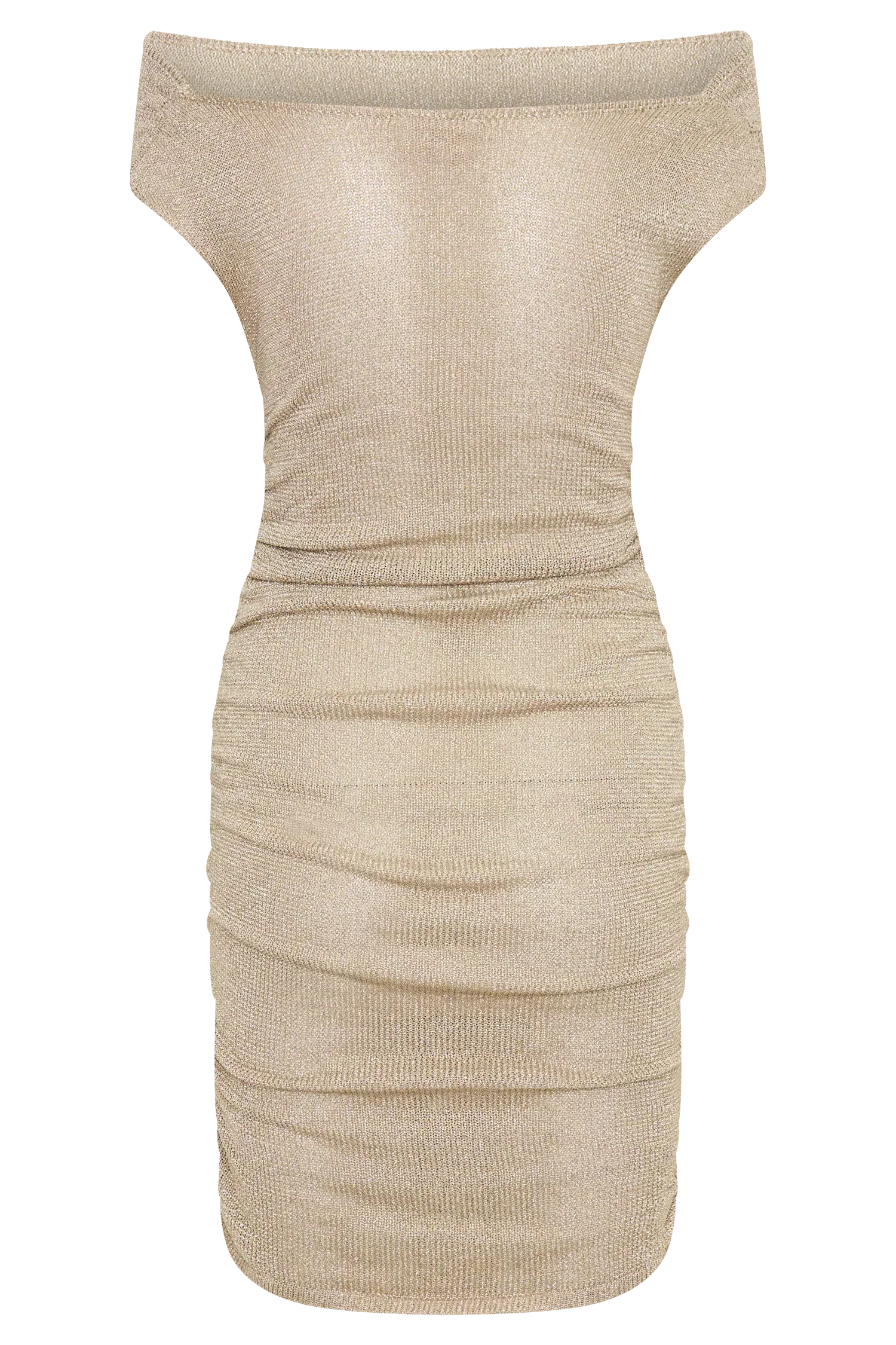 Pasha Off Shoulder Knit Mini Dress - Gold