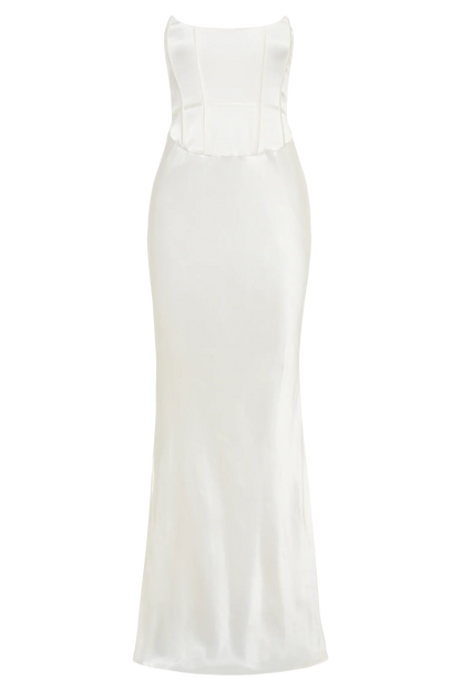 Harlow Satin Strapless Maxi Dress - Ivory