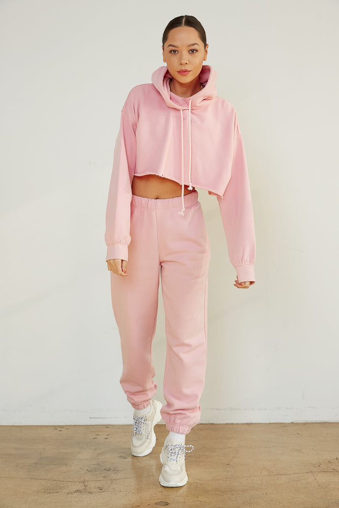 Girlfriend Crop Hoodie In Pink