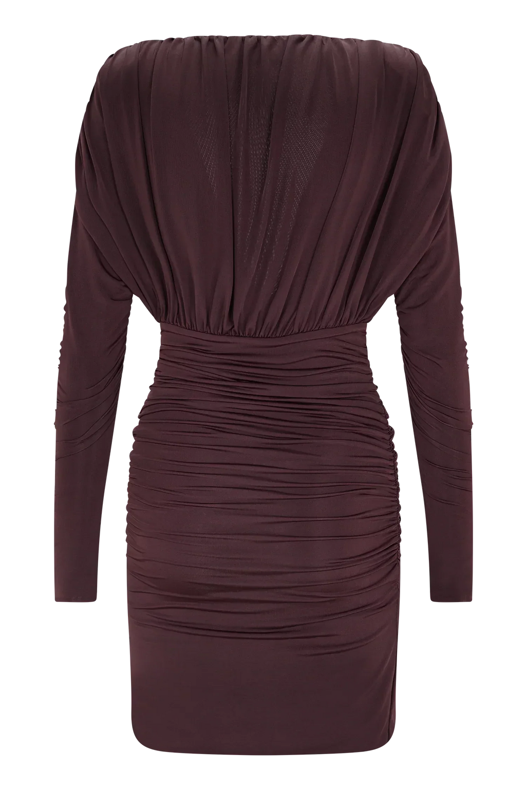 Hayden Long Sleeve Plunge Mini Dress - Burgundy