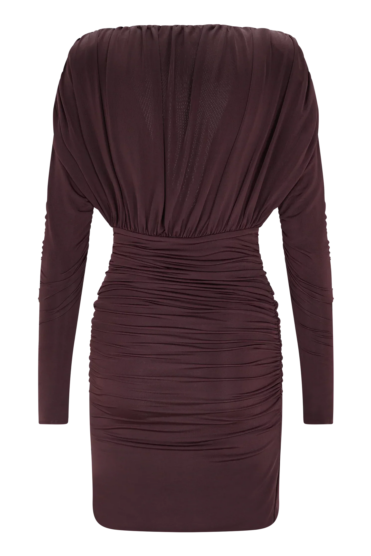 Hayden Long Sleeve Plunge Mini Dress - Burgundy