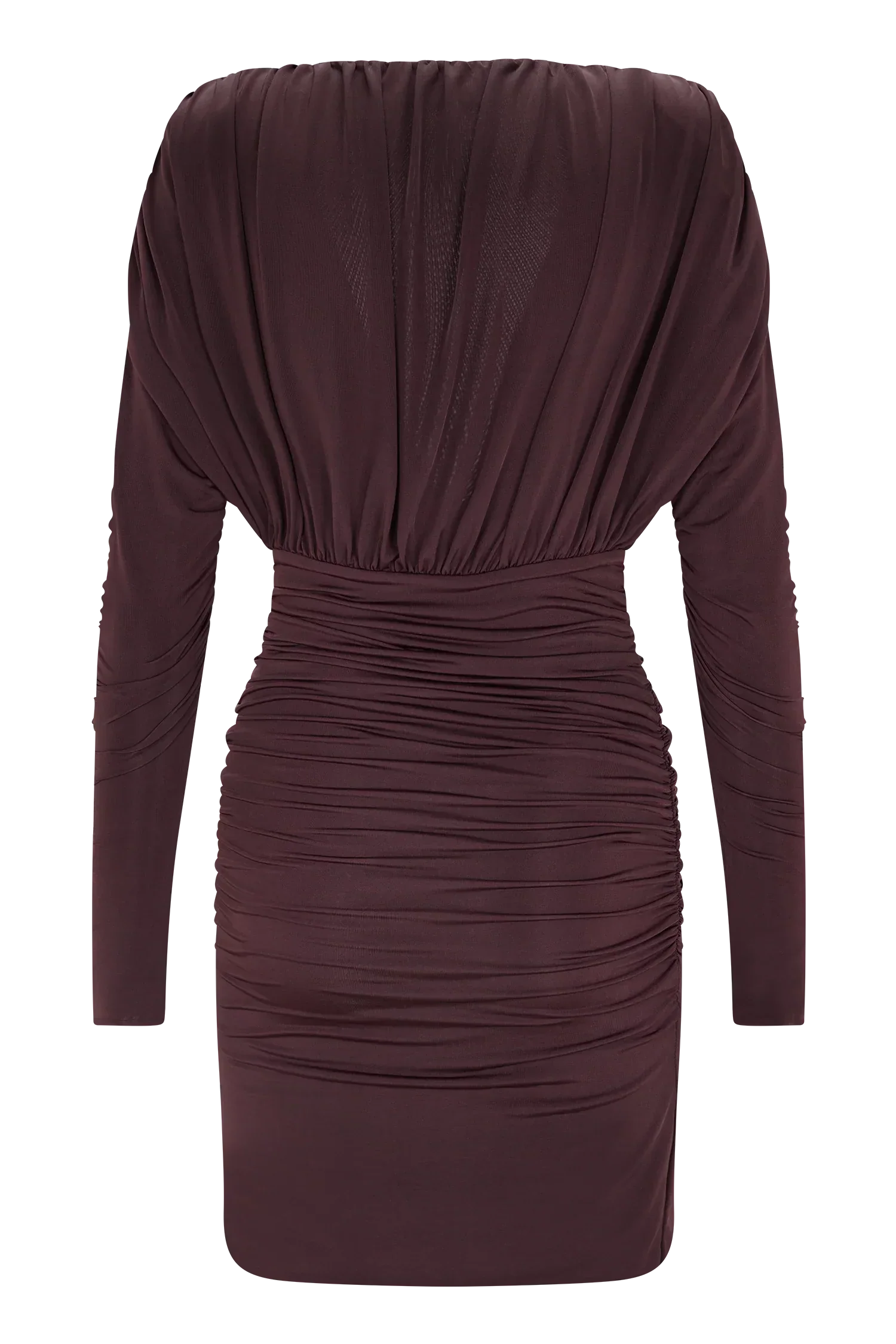 Hayden Long Sleeve Plunge Mini Dress - Burgundy