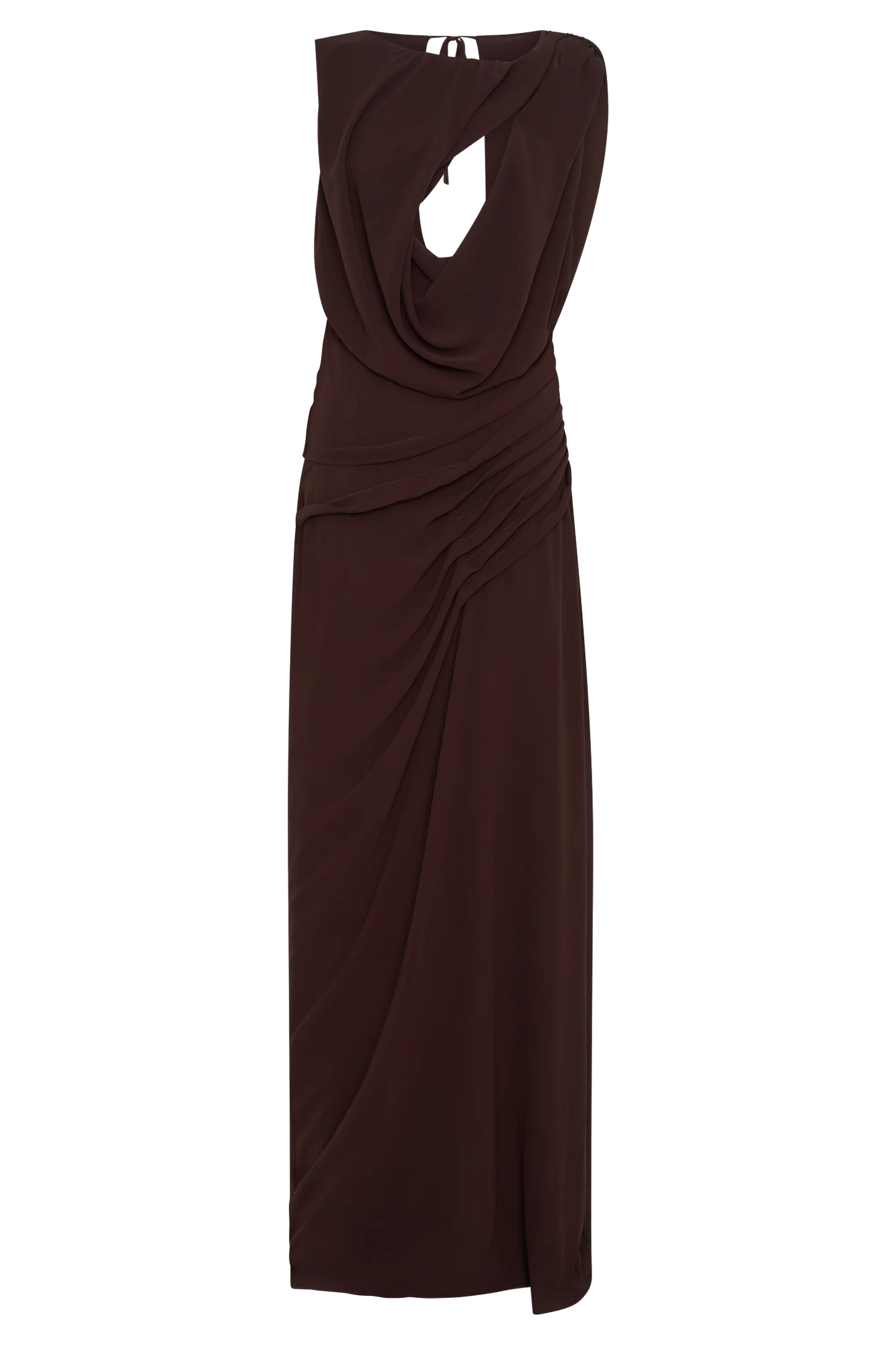 Oria Chiffon Maxi Dress - Cacao Brown