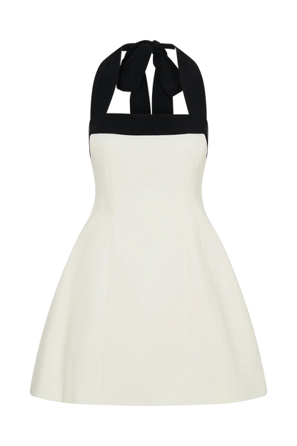 Cara Contrast Suiting Mini Dress - Black/White