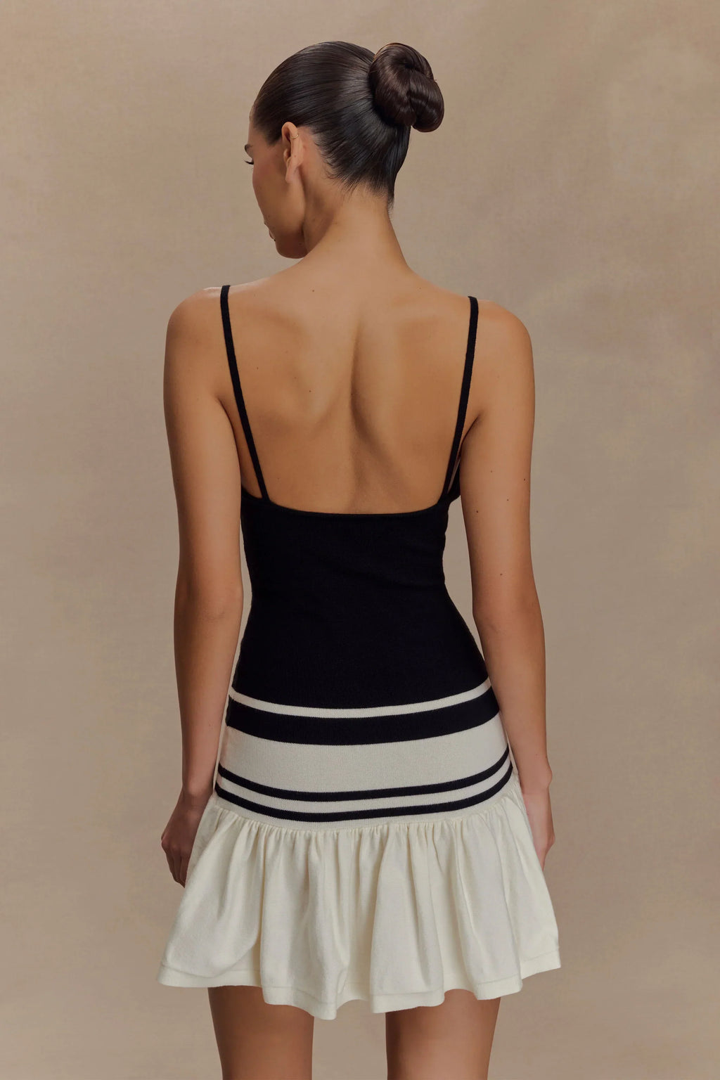 Ellison Contrast Knit Mini Dress - Black/White