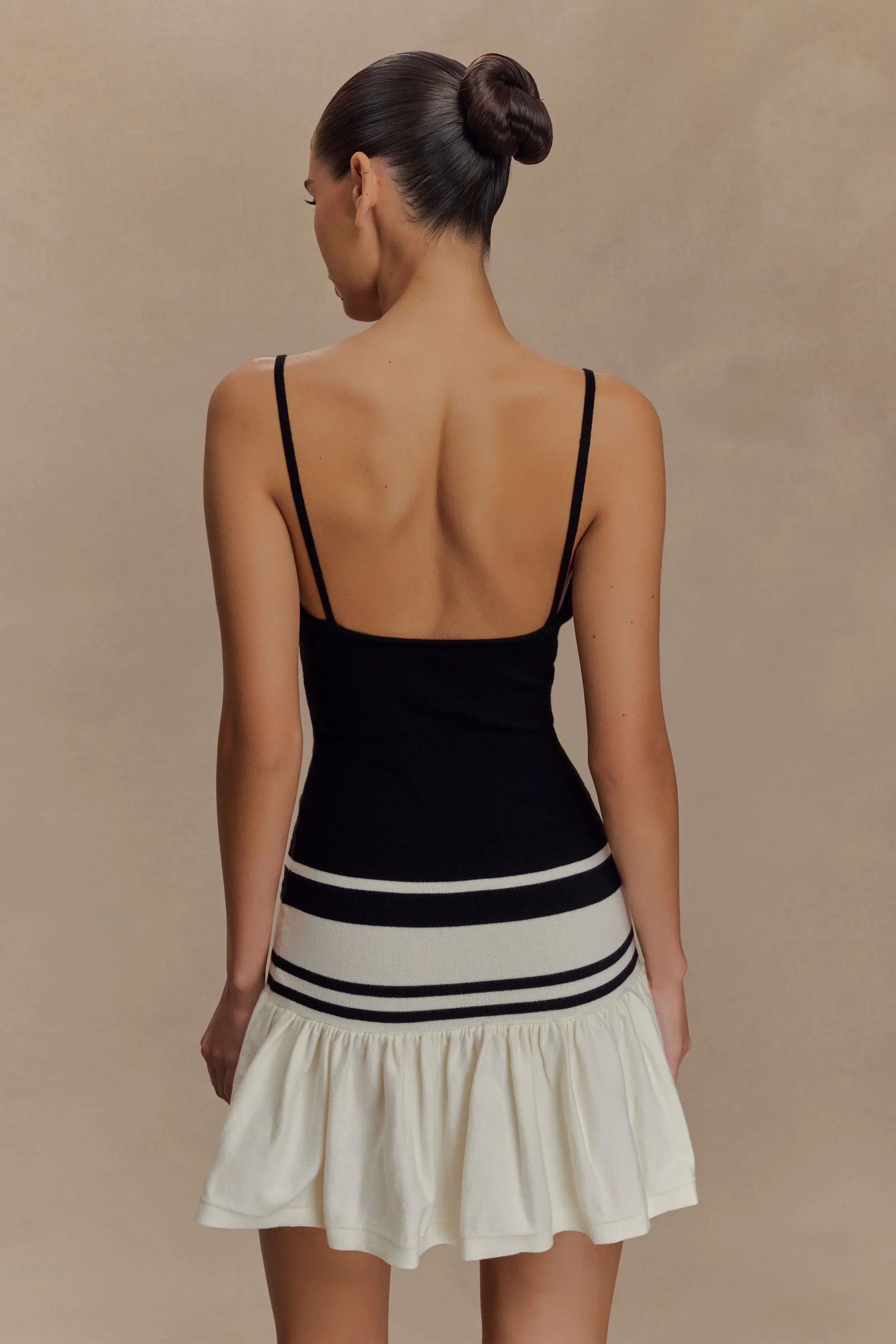 Ellison Contrast Knit Mini Dress - Black/White