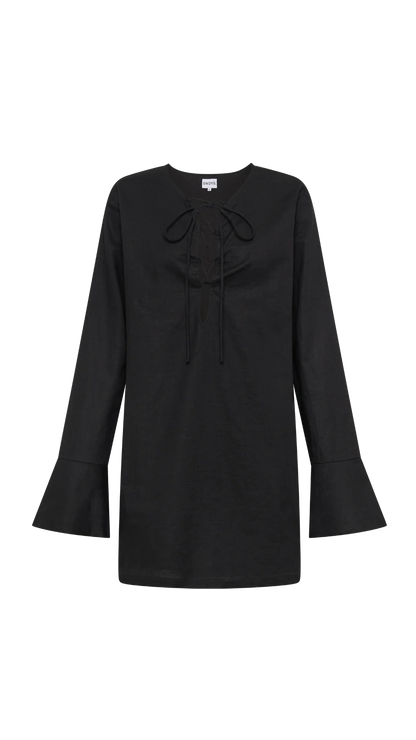 Elaine Lace Up Mini Dress - Black