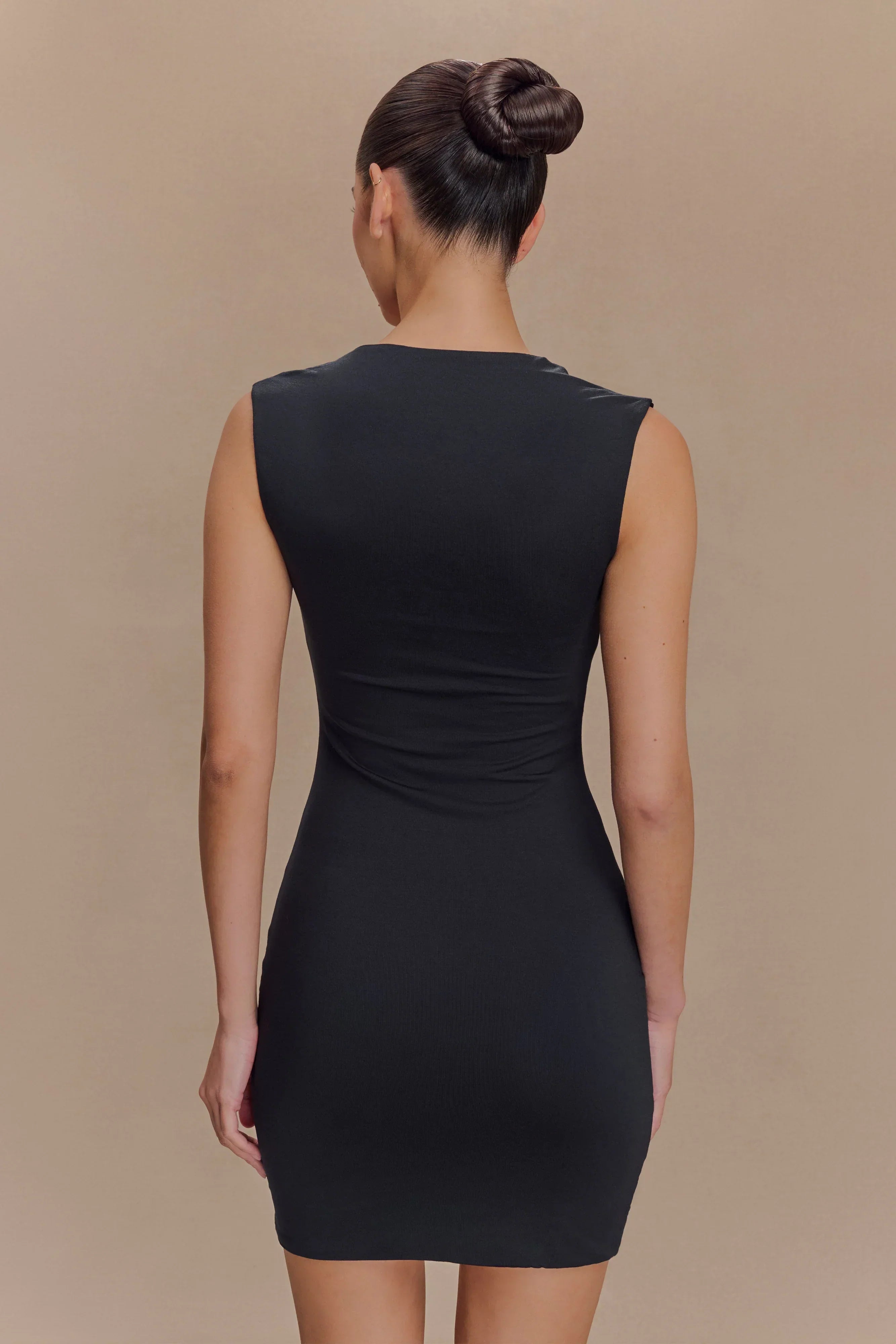 Tatianna Lace Trim Modal Mini Dress - Black