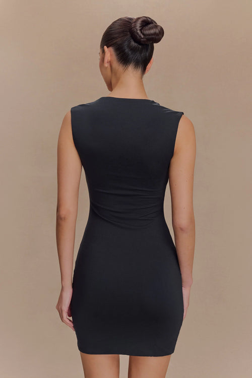 Tatianna Lace Trim Modal Mini Dress - Black