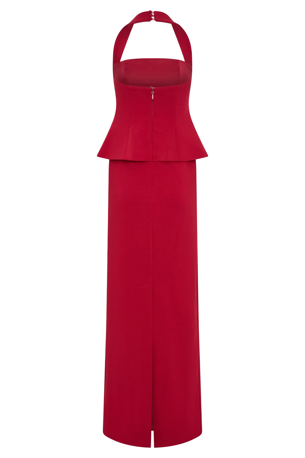 Bertie Peplum Halter Maxi Dress - Ruby