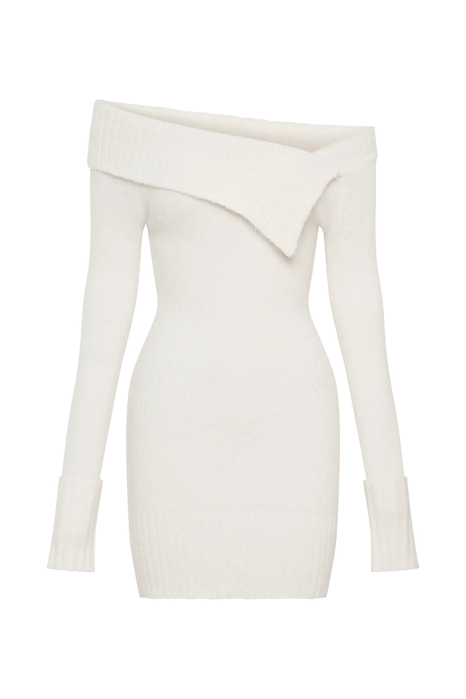 Stephanie Asymmetric Knit Mini Dress - Ivory