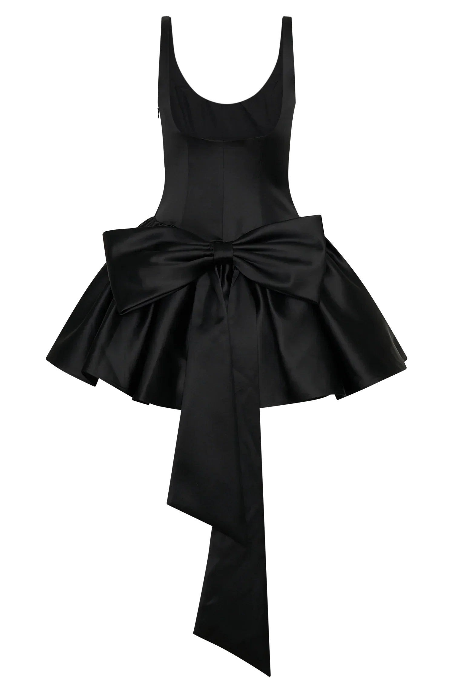 Felicia Satin Mini Dress With Bow - Black