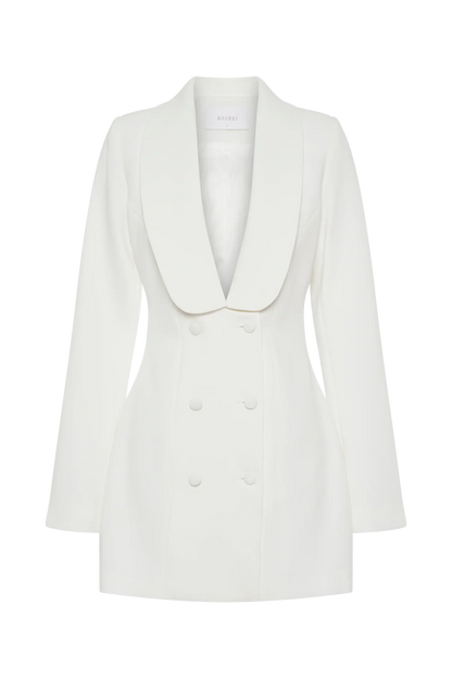 Trinity Crepe Blazer Dress - White