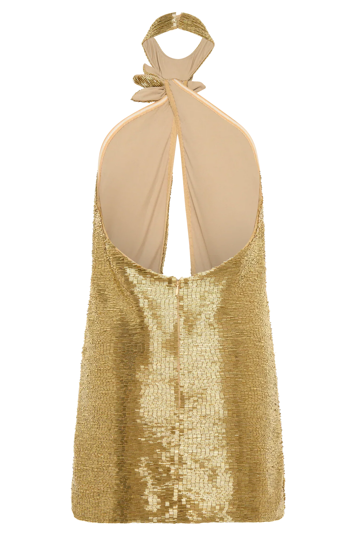 Nylah Beaded Halter Mini Dress - Gold