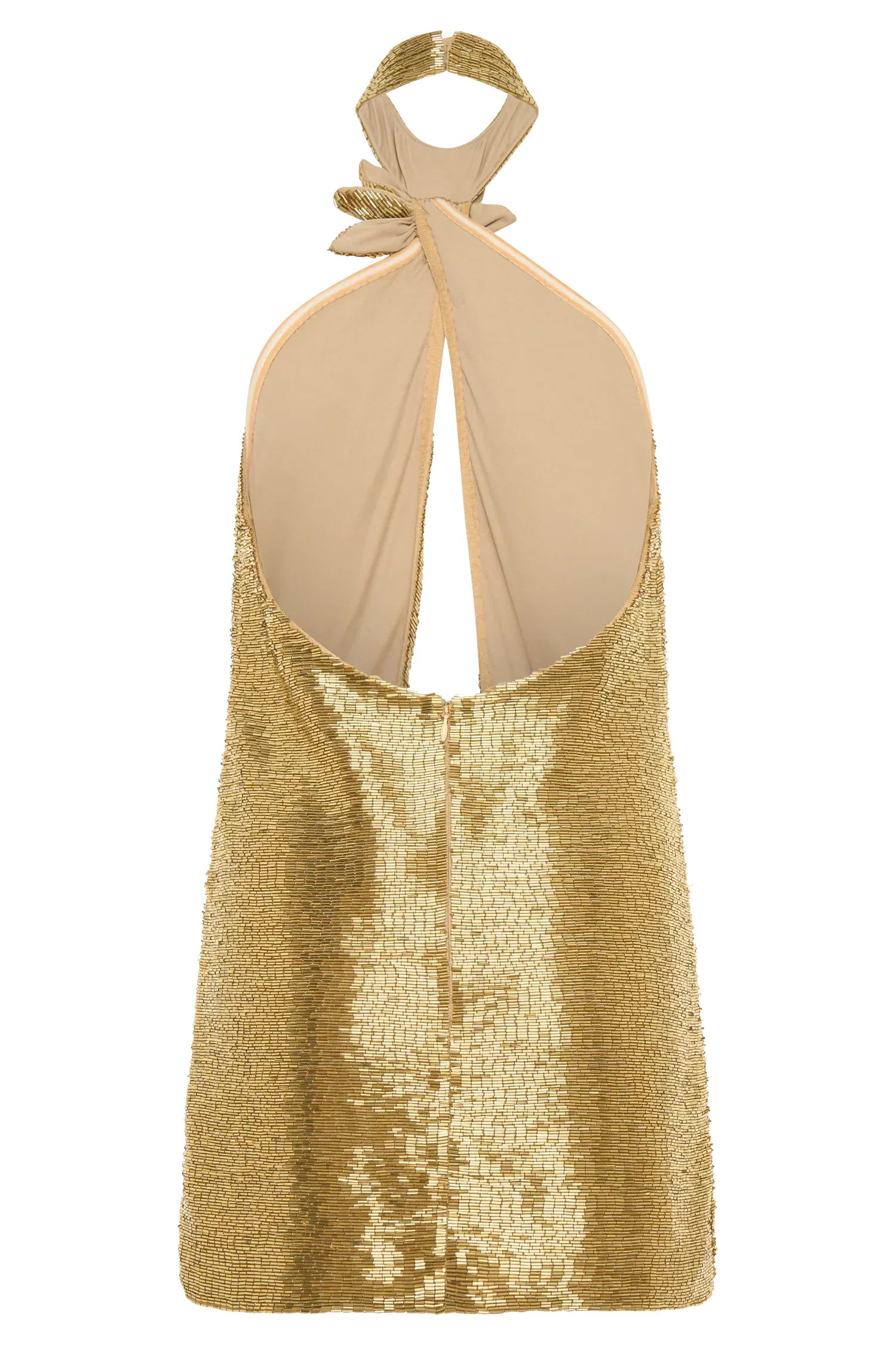 Nylah Beaded Halter Mini Dress - Gold