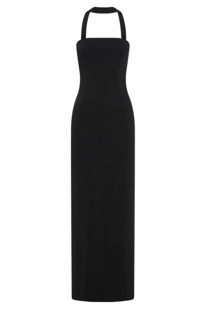 Velma Halter Collar Maxi Dress - Black