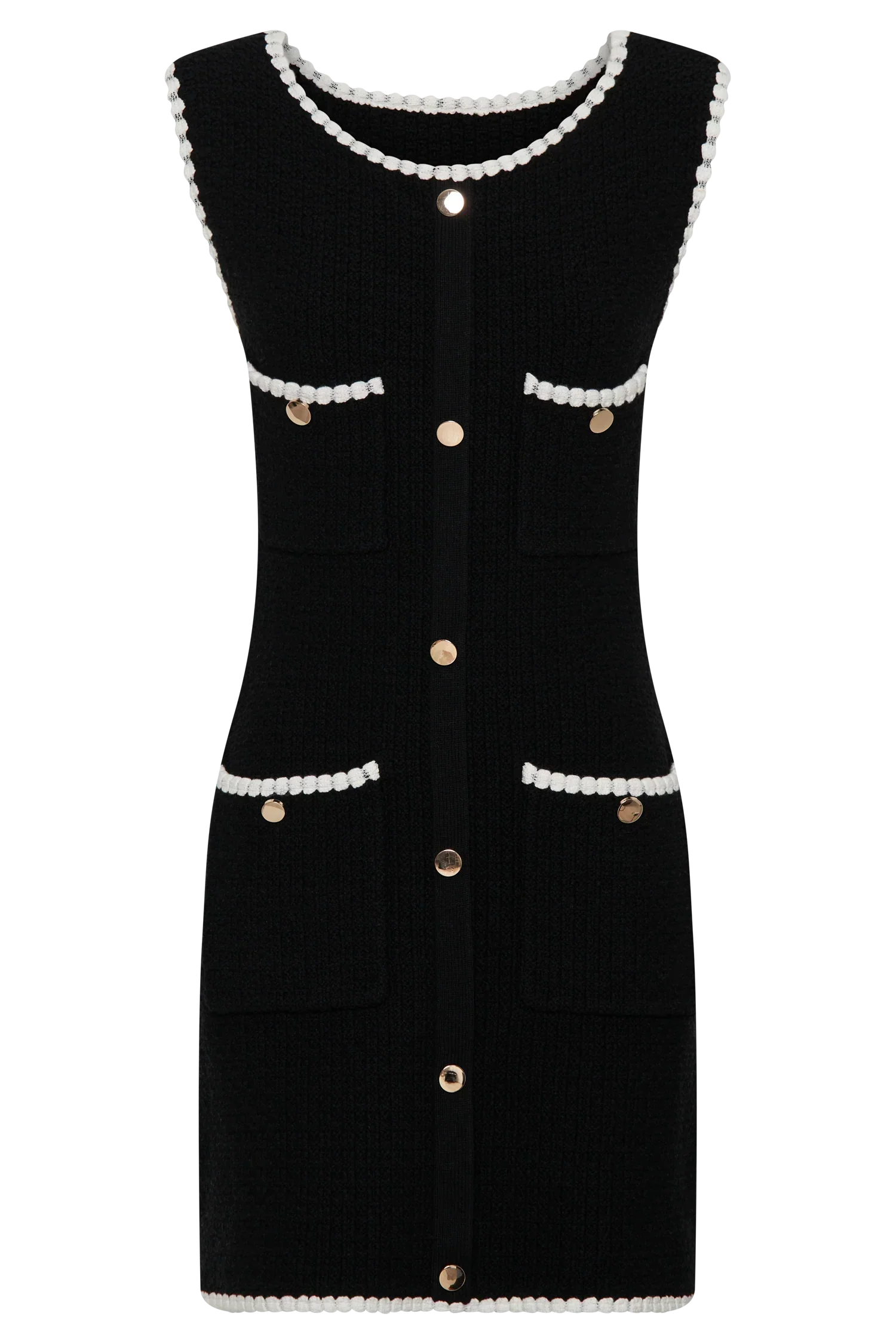 Mia Contrast Knit Mini Dress - Black/White