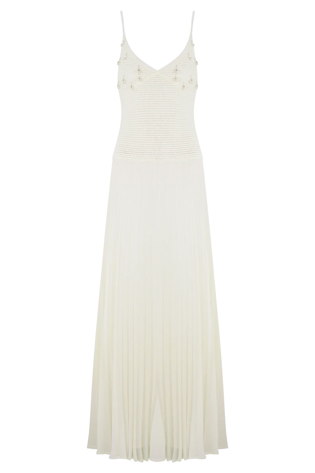 Catherine Crochet Pearl Maxi Dress - White