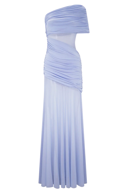 Dallas One Shoulder Mesh Maxi Dress - Lavender