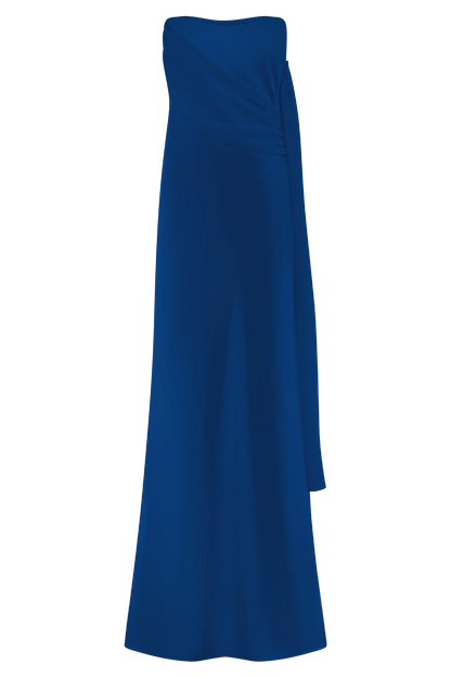 Carah Satin And Chiffon Maxi Dress - Cobalt