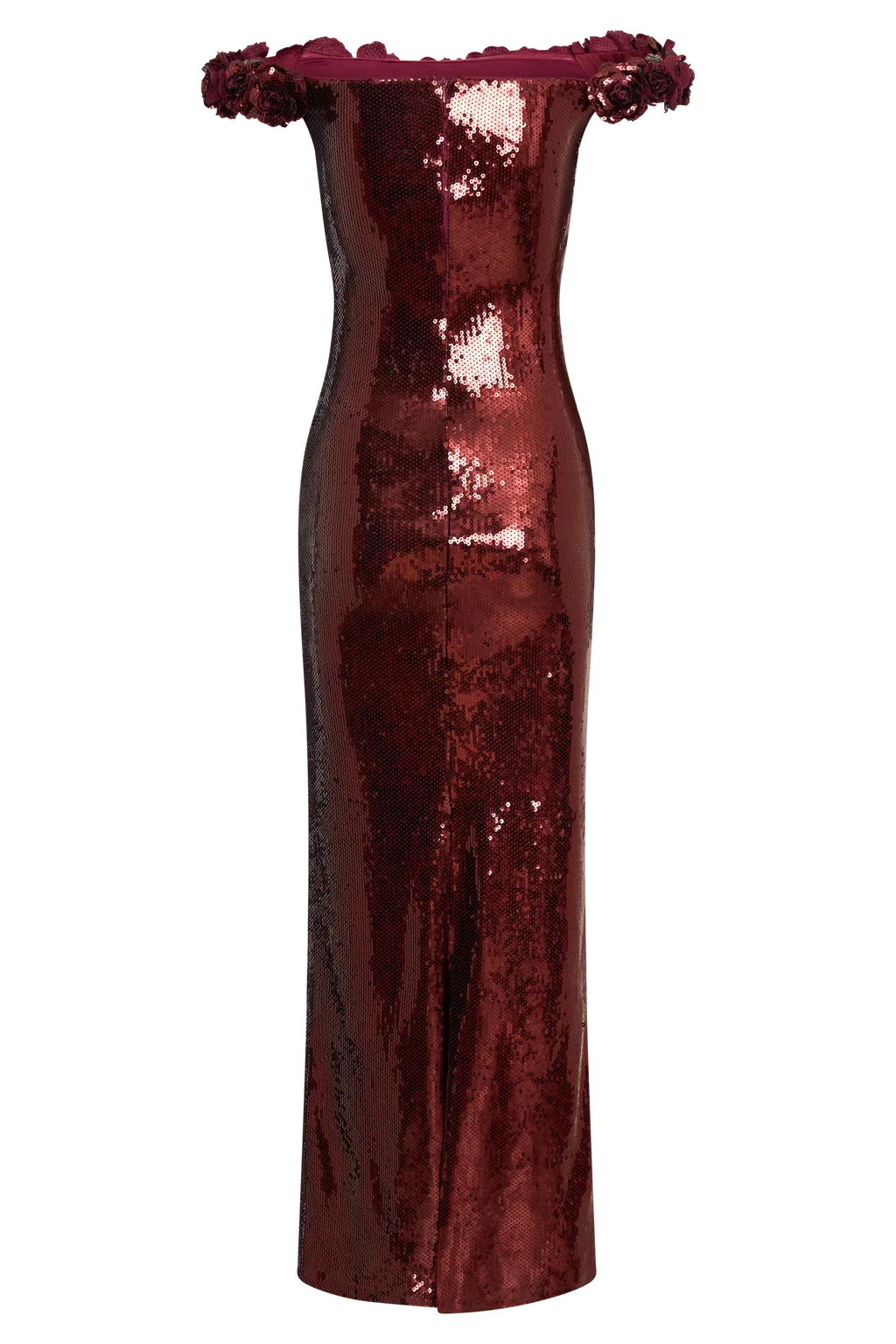 Carrie Sequin Rose Maxi Dress - Mahogany