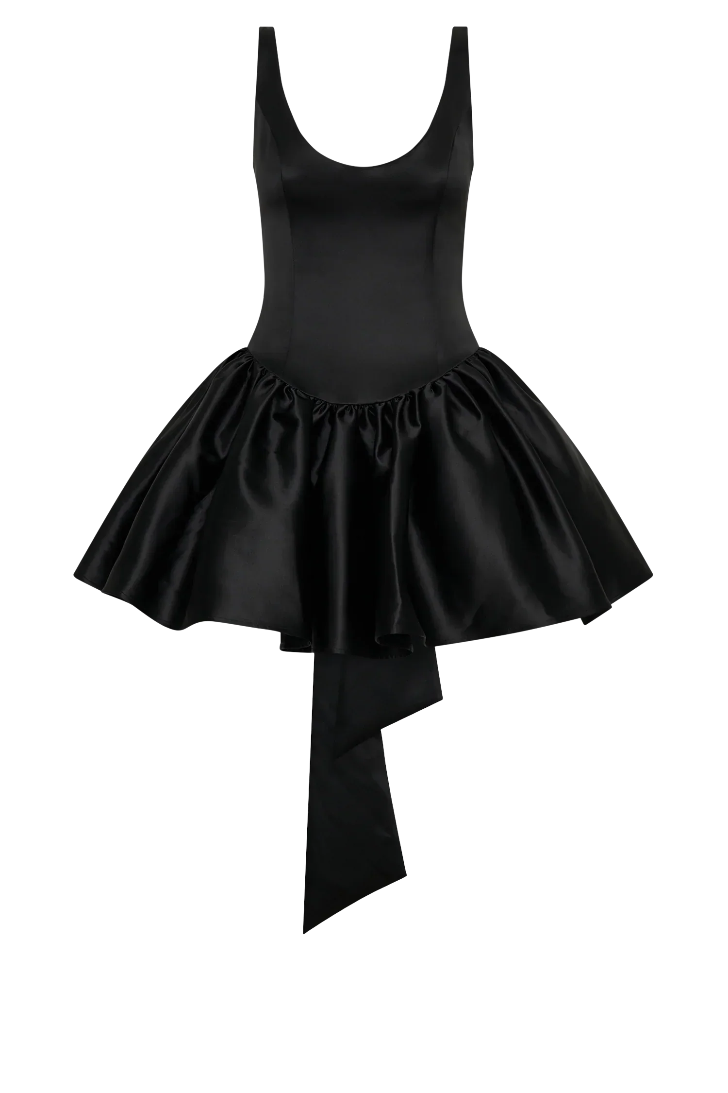 Felicia Satin Mini Dress With Bow - Black