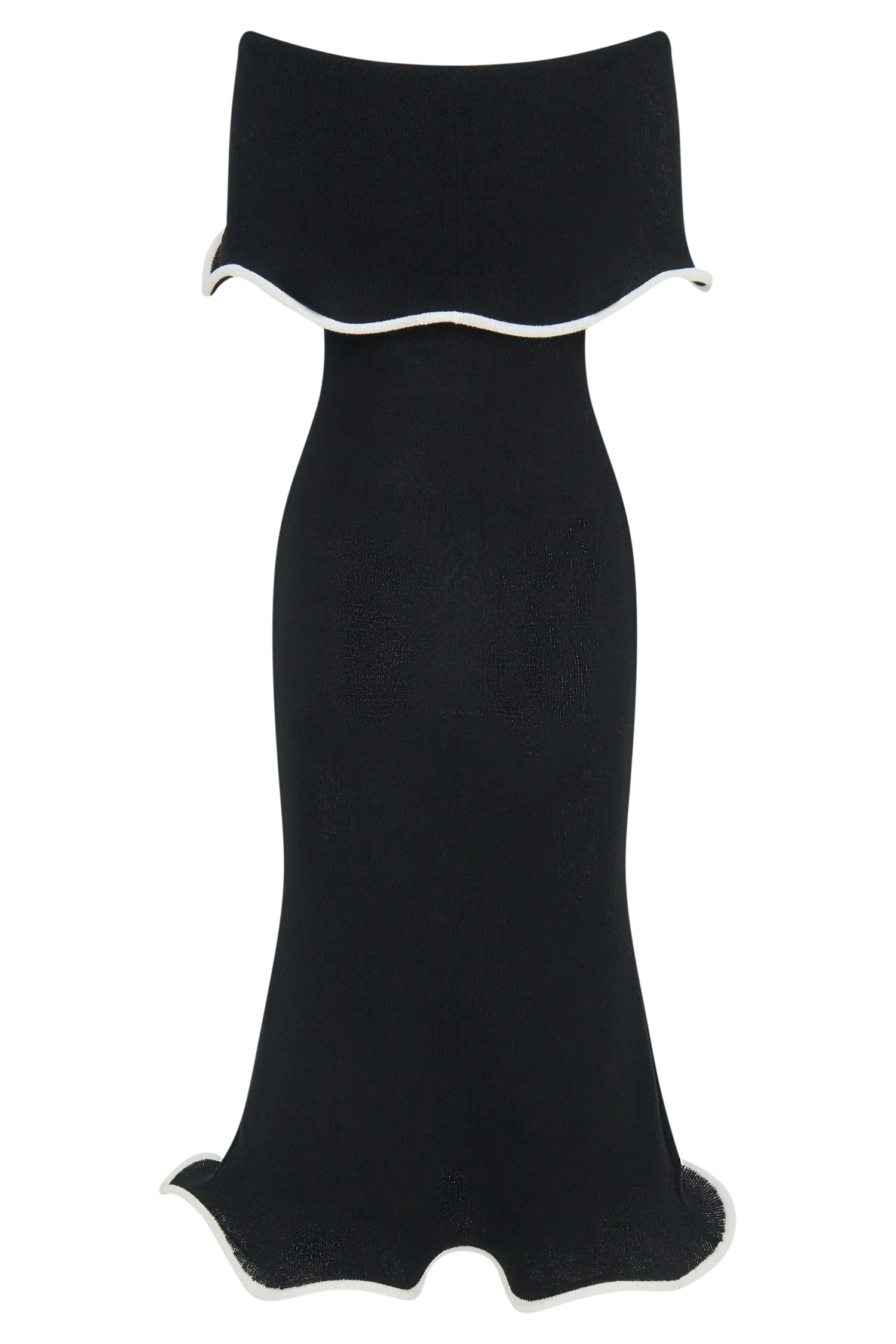 Molly Off Shoulder Knit Midi Dress - Black/White