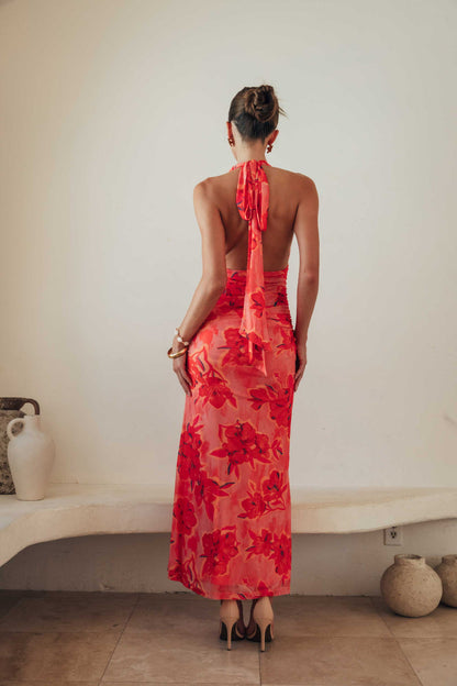 Havana Floral Halter Maxi Dress