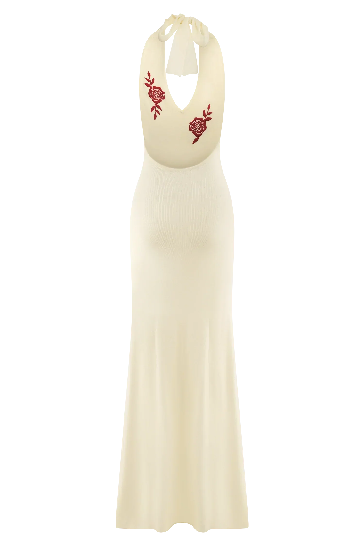 Shiloh Rose Knit Halter Maxi Dress - Ivory