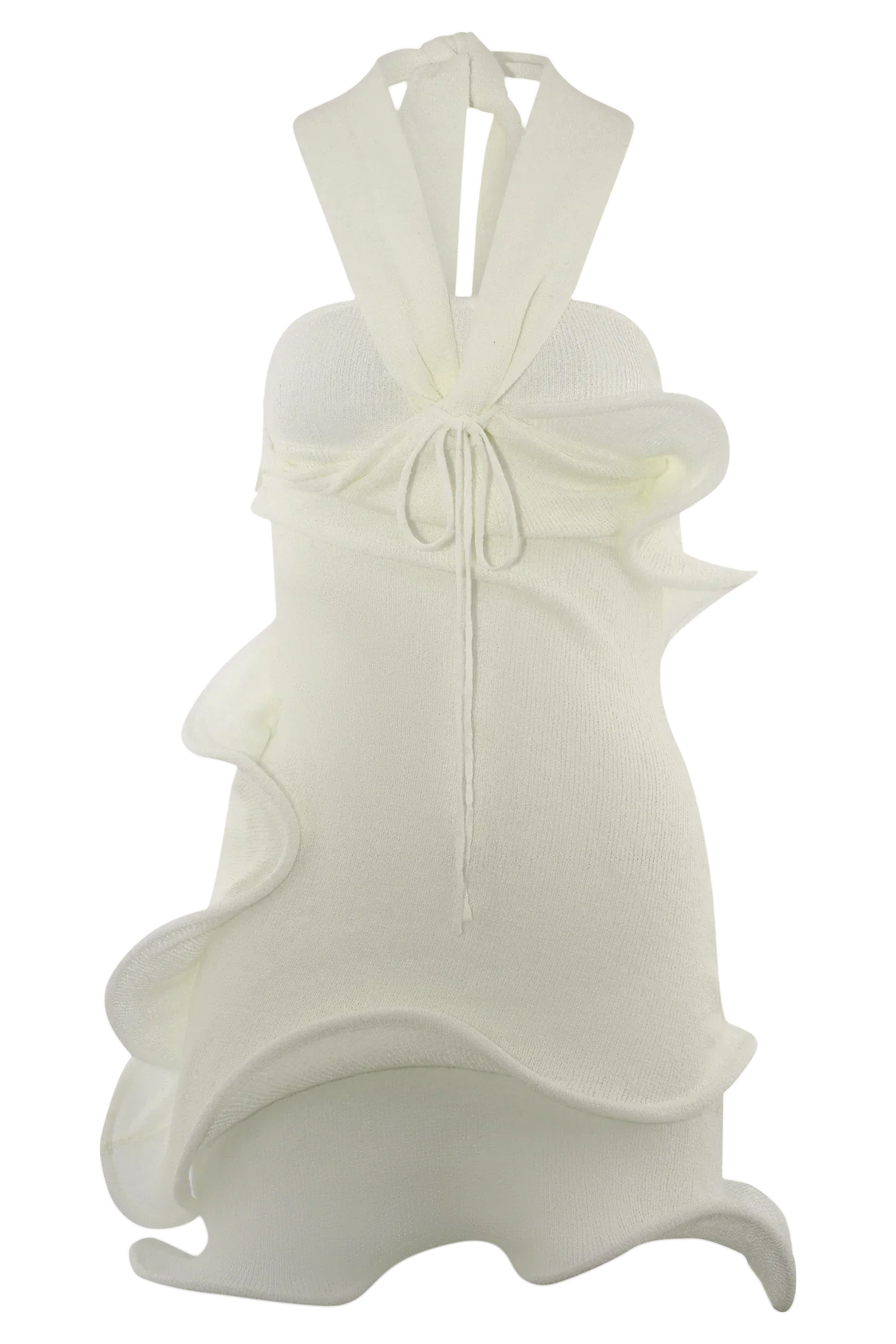 Caprice Halter Knit Mini Dress - White