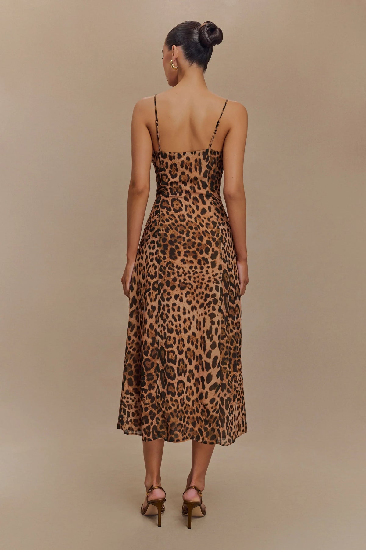 Leanne Chiffon Midi Dress - Leopard Print
