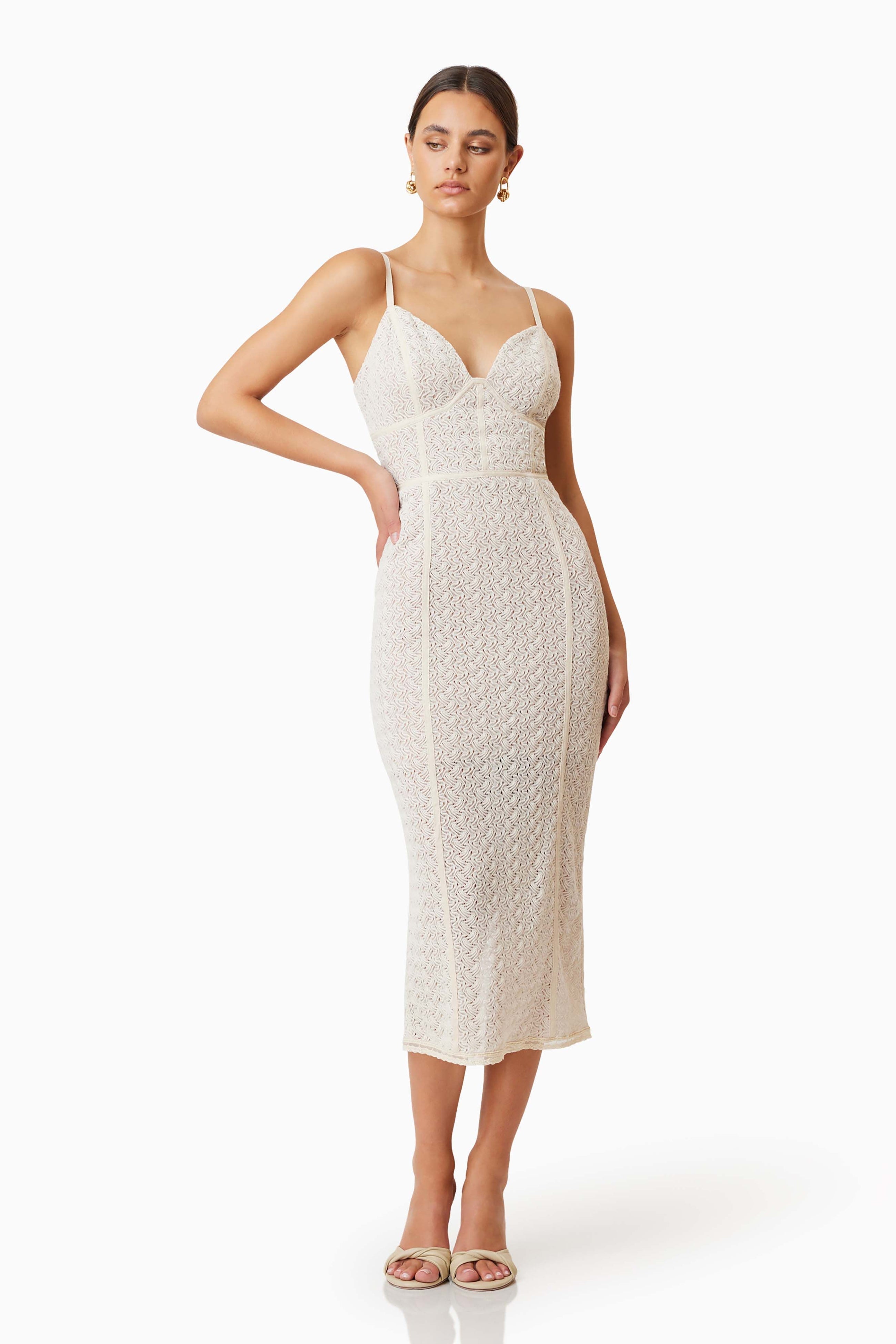 Bella Cocktail Midi Dress - Ivory